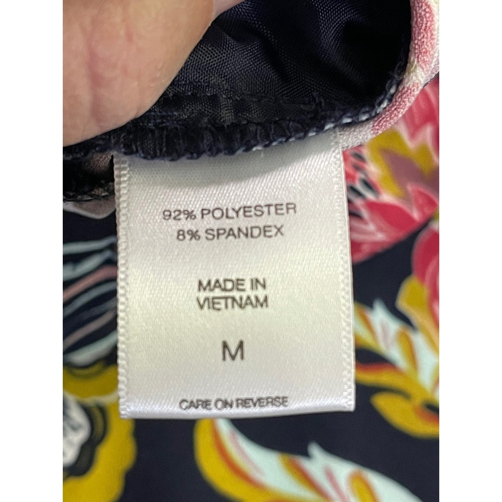 New York & Company 7th Avenue Floral Wide Leg Paperbag Waist Pants Navy Pink M - Picture 4 of 10